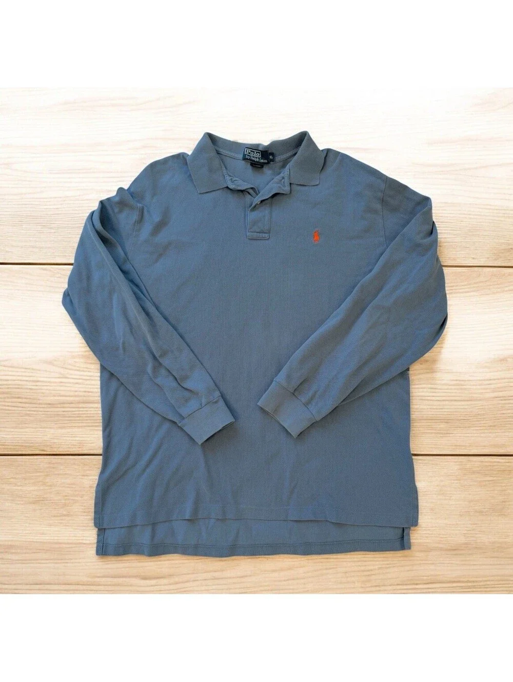 POLO Ralph Lauren Long Sleeve Shirt XL Blue Red Pony Logo Casual Preppy Cotton